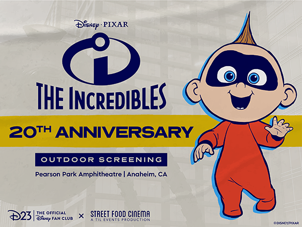 The Incredibles 20th Anniversary, Outdoor Screening, Pearson Park Amphitheatre, Anaheim, California. D23: The Official Disney Fan Club in collaboration with Street Food Cinema, A Til Events Production.